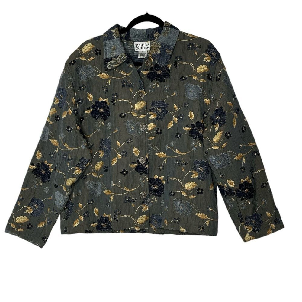 Tantrums Jacket Women Medium Blazer Embroidered Button Up Long Sleeve Floral